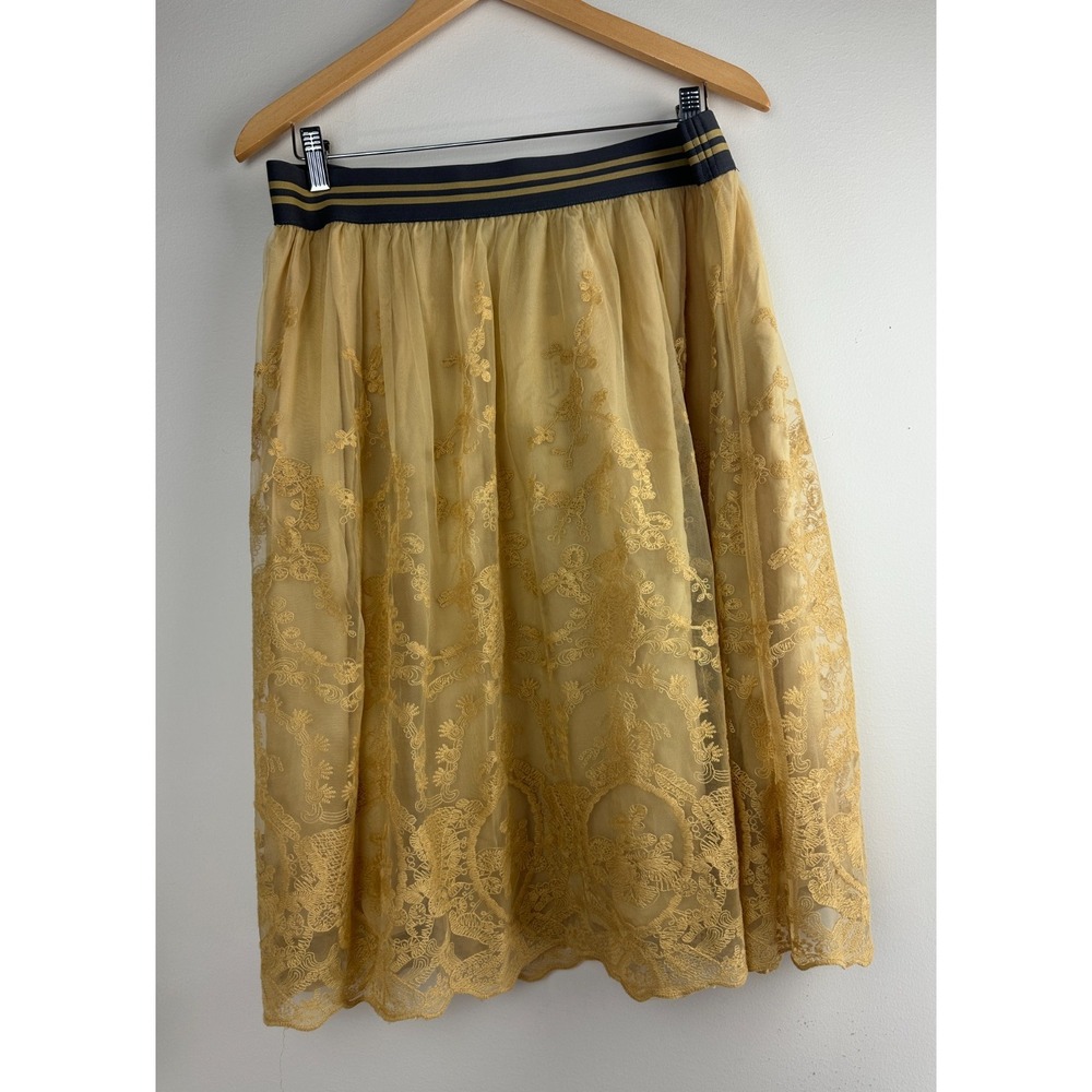 NEW Ariat Stevie Midi Skirt Gold Dust Floral Tulle Lace Mesh XL Ethereal Fairy - Picture 15 of 15